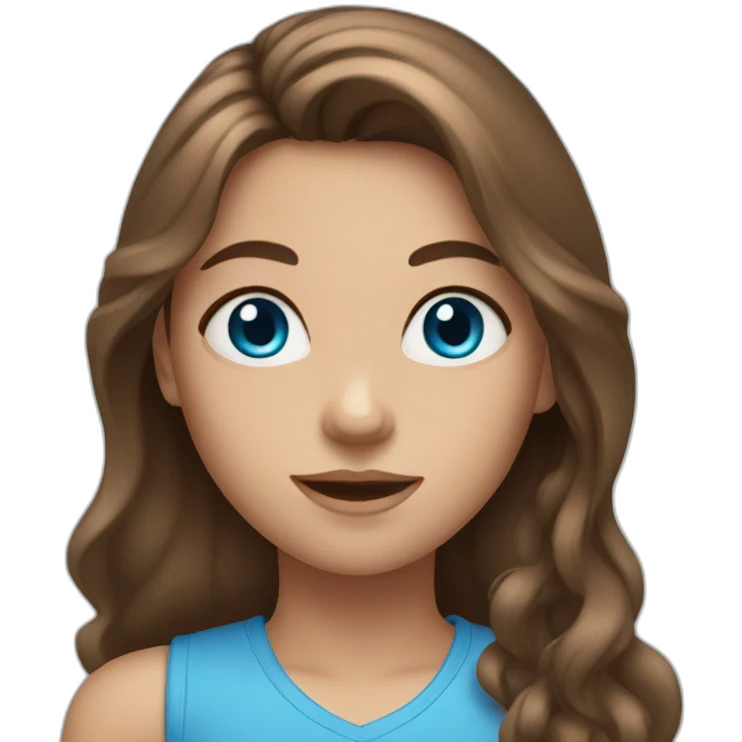 Girl with blue eyes and long brown hair  emoji