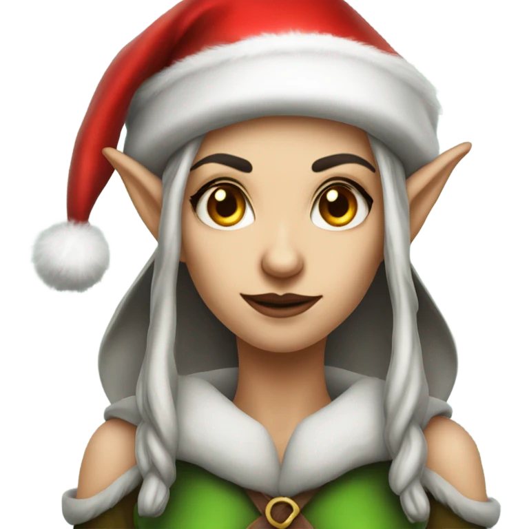 rogue female elf fantasy wearing santa hat emoji