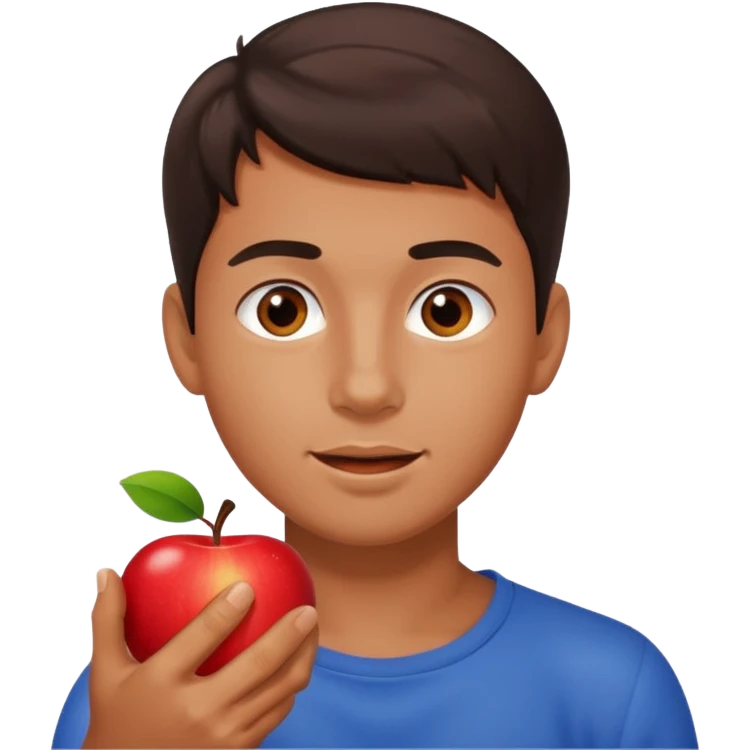 I want you to create an emoji of a spanish sergeant,  He should be a young guy with dark brown hair, brown eyes, his skin color like he’s tan and he’s eating an apple  emoji