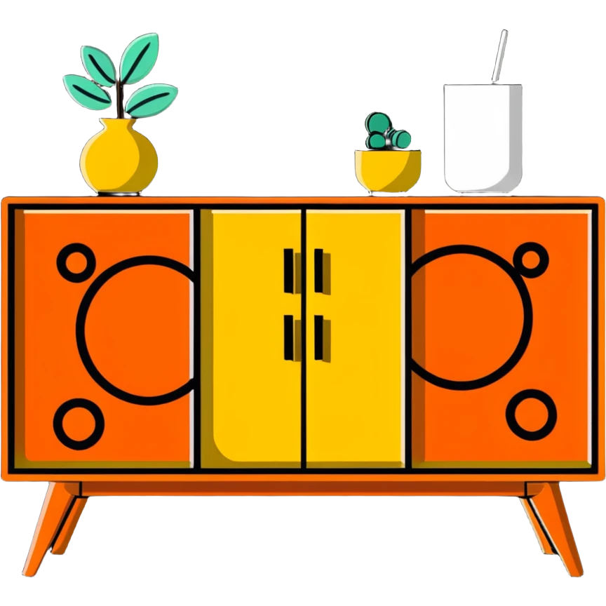 Mid century sideboard with geometric pattern emoji