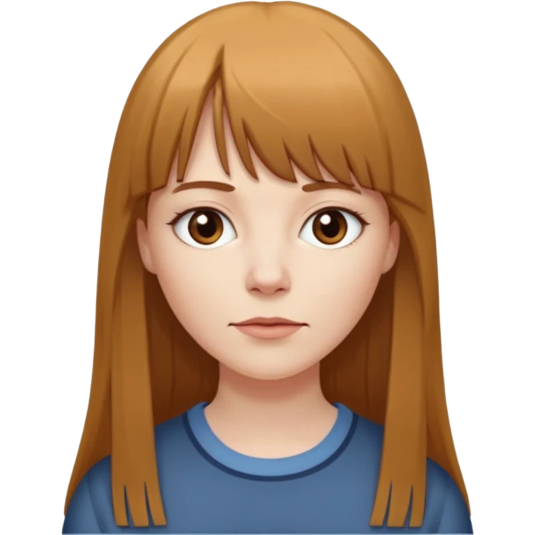 middle age pale skinned white female with long straight brown hair and bangs emoji