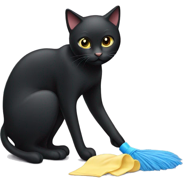 black cat cleaning emoji