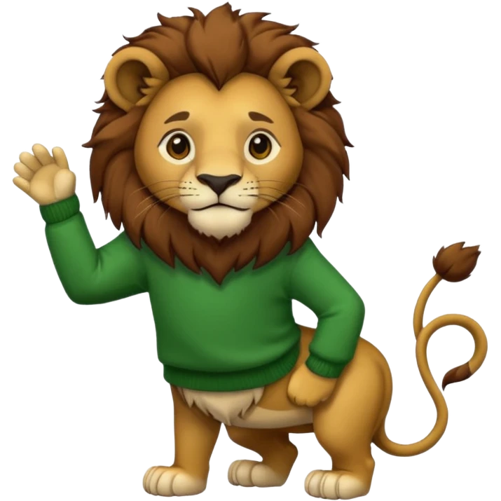 lion wearing green jumper emoji