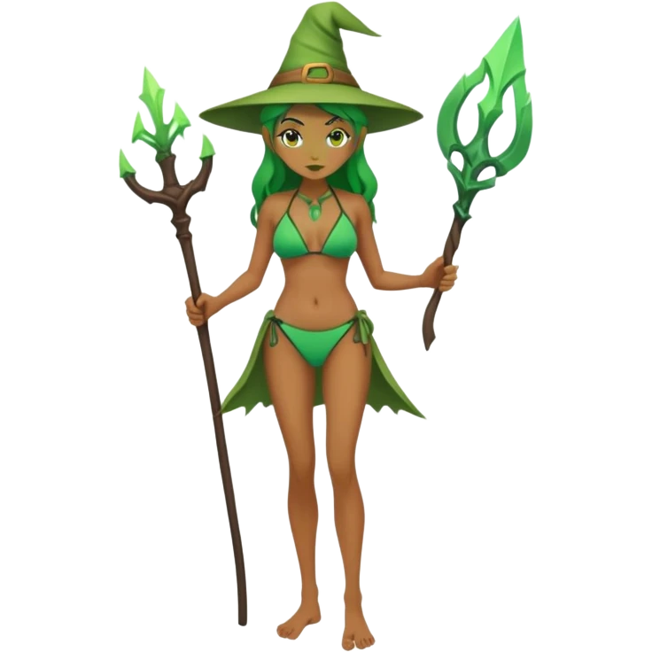Full body green witch woman wearing bikini emoji