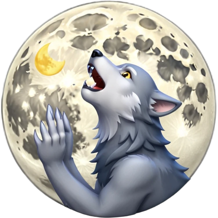 Wolf howling att Moon  emoji