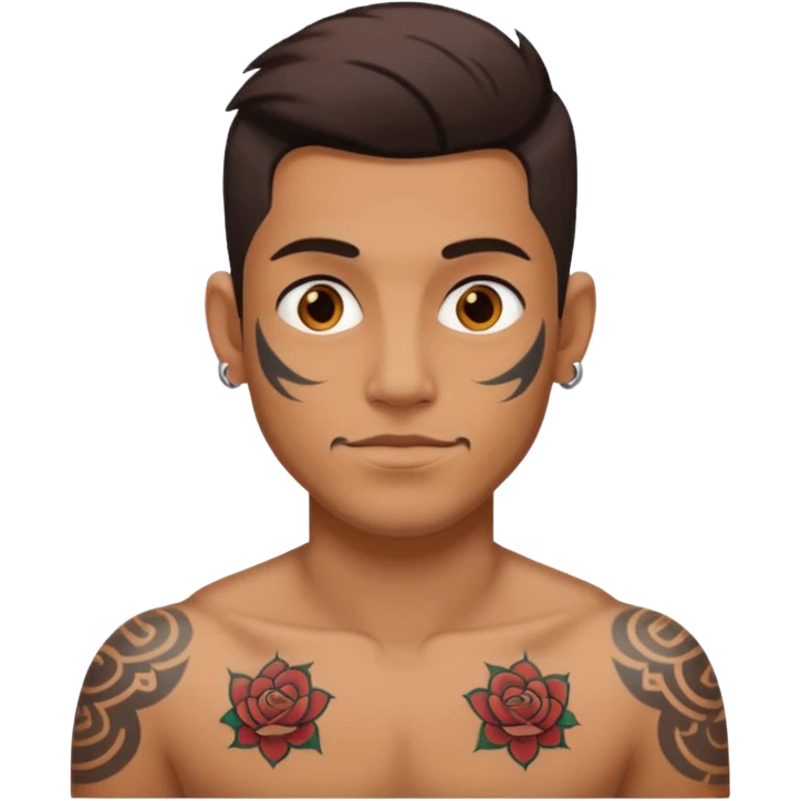 hombre con tatuajes emoji