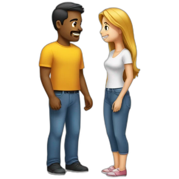 Man talk to a women he is in front of her emoji