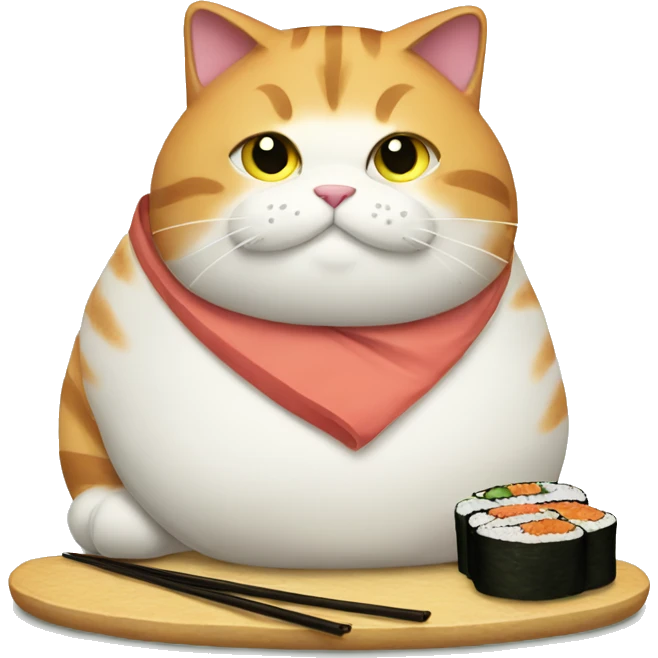 Fat cat with sushi emoji