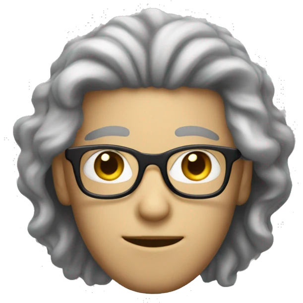 Wavy haired white guy with thin glasses emoji