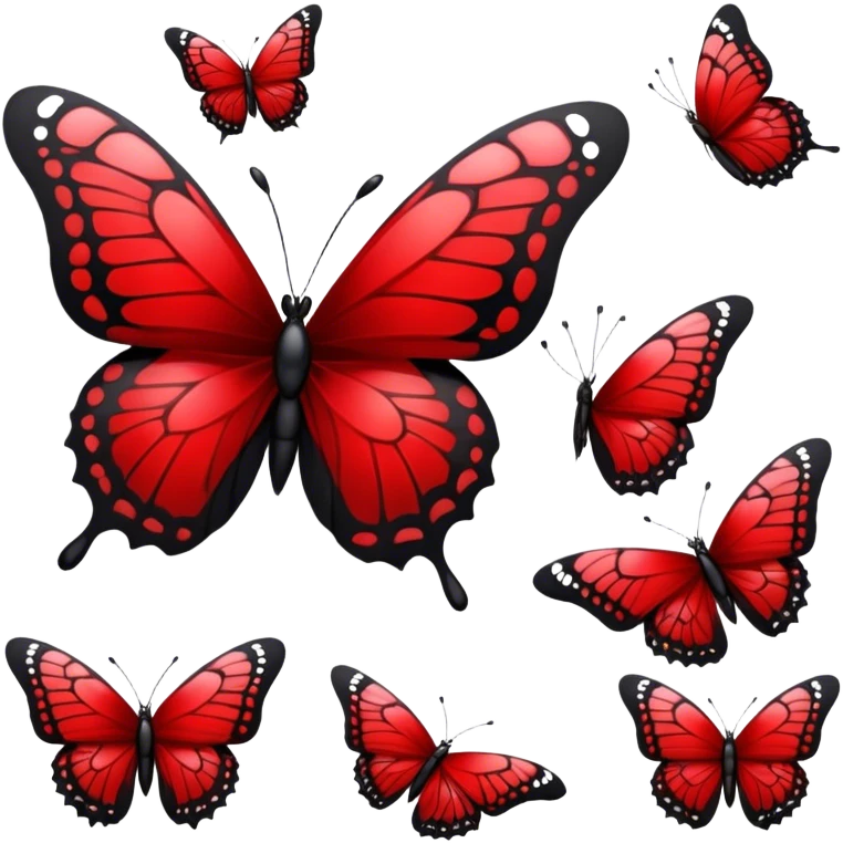 Edgy crimson-blood-red, obsidian-black, beautiful butterfly emoji