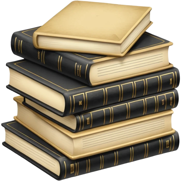 5 black and white books emoji