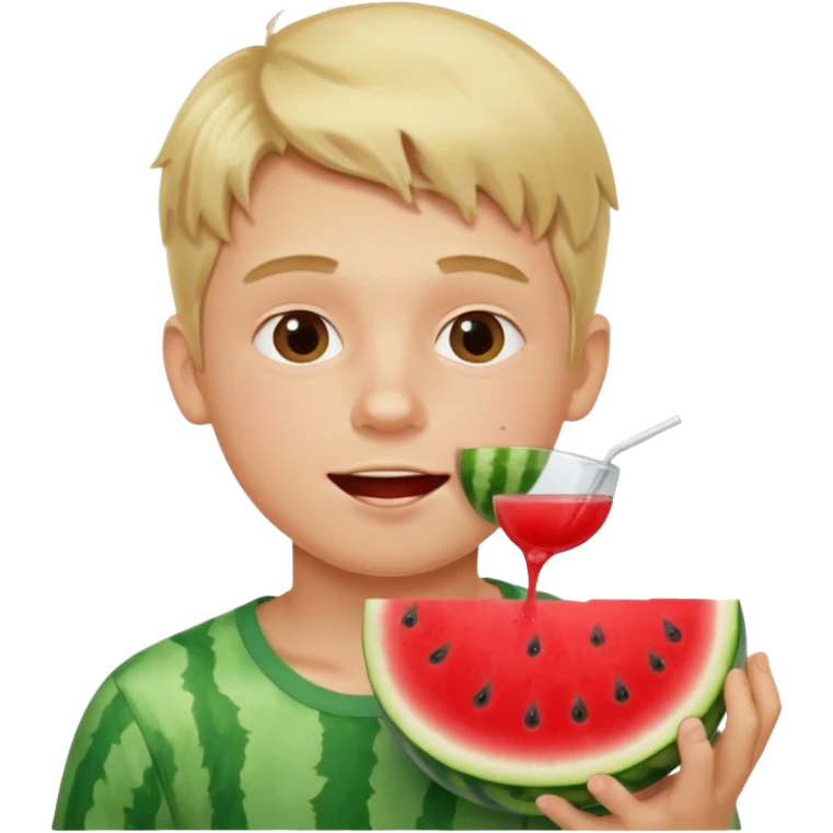 blonde boy eating watermelon emoji