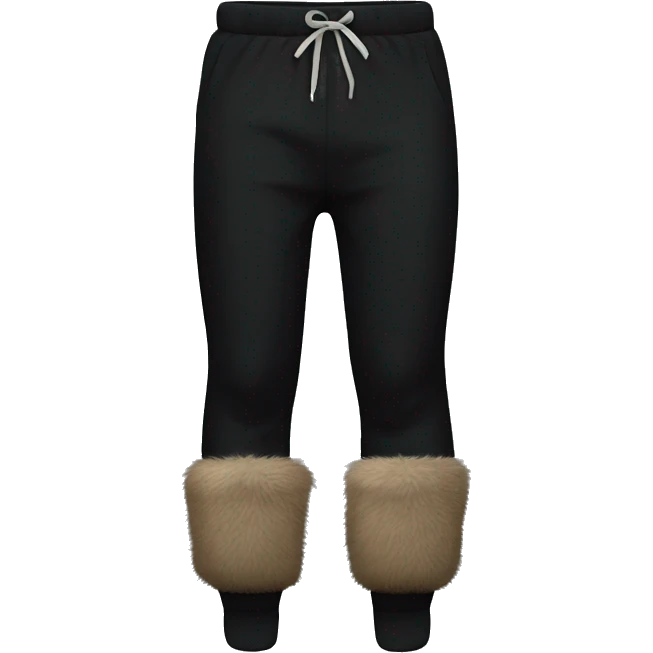 Black sweatpants with fur cuffs on the bottom of the pants legs emoji