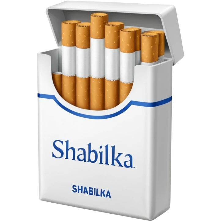 Создать emoji картинку с пачкой сигарет с надписью «SHABILKA” на фиолетовом фоне emoji