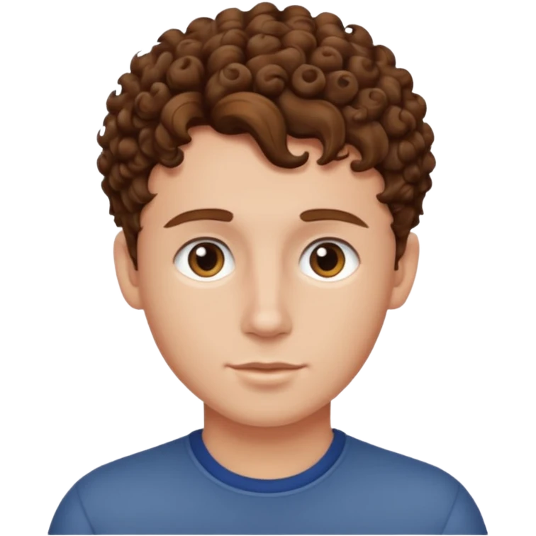 Create an emoji of YouTuber DavidMC's face - he has hair with short sides but a curly top, it is brown emoji