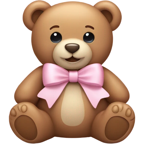 Happy teddy bear wearing a light pink bow emoji