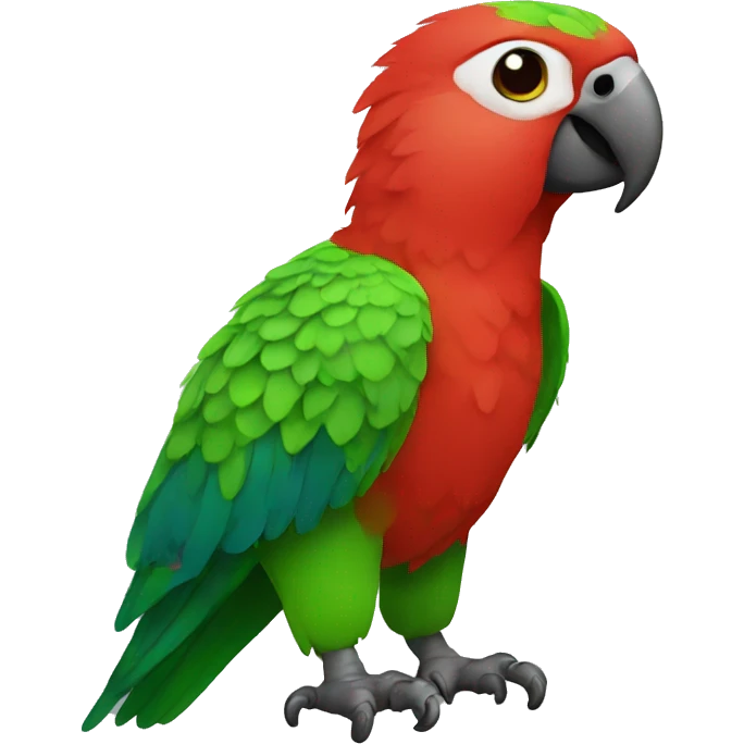 parrot that looks like a ball, red with green, small emoji