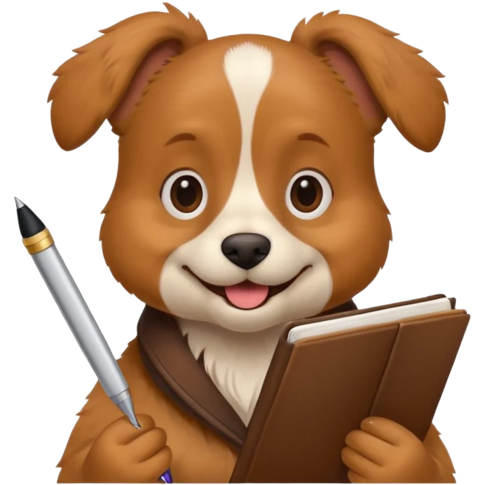 funny dog with diary and pen emoji