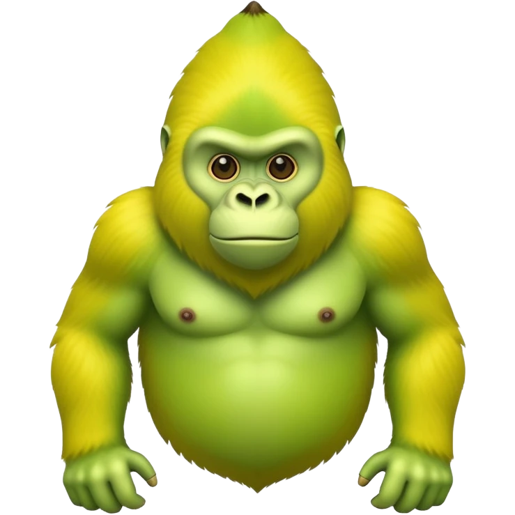 A hybrid creature with a yellow banana-shaped body and a bright green gorilla head emoji