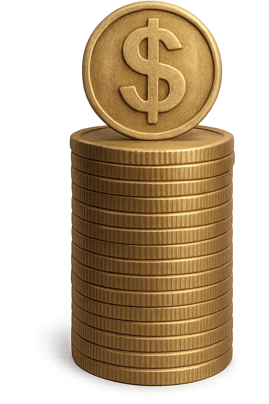 A stack of coins with a dollar sign on top, in a realistic and detailed style. emoji