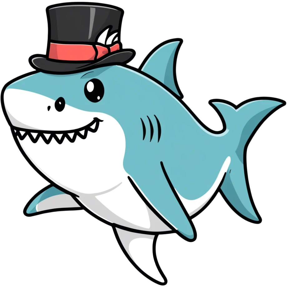 Shark with a top hat emoji