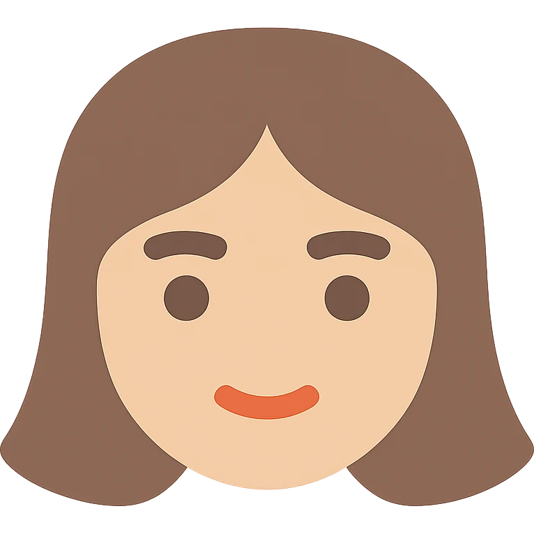 girl with brown hair and thick eyebrows, color icon emoji