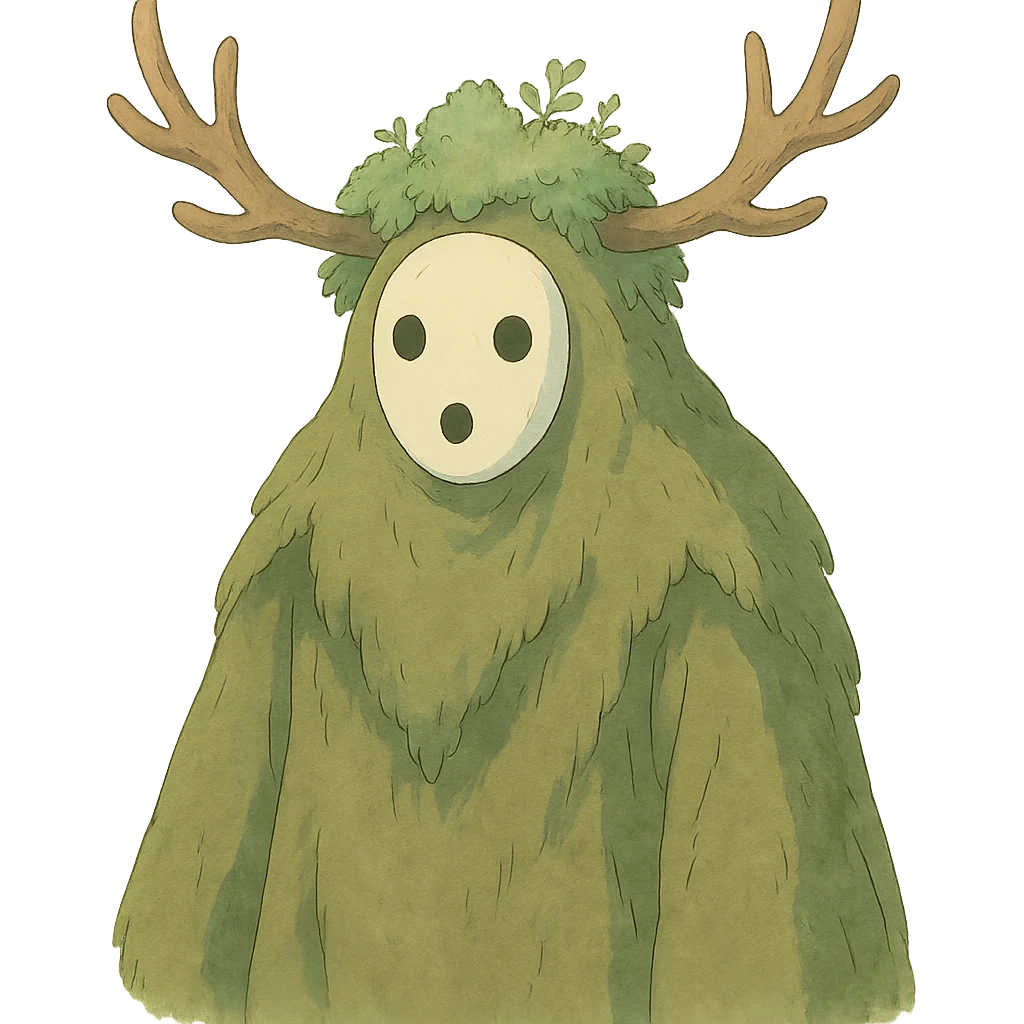 forest spirit character in ghibli style with soft colors and whimsical atmosphere emoji
