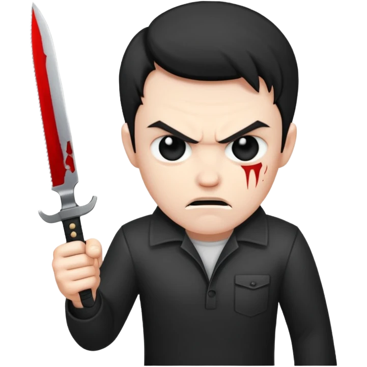 Evil and angry man holding a knife emoji