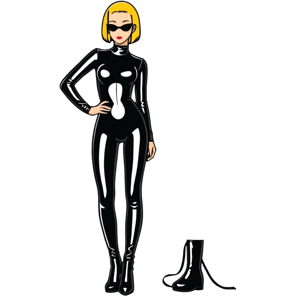 girl in tight latex outfit, full length figure emoji