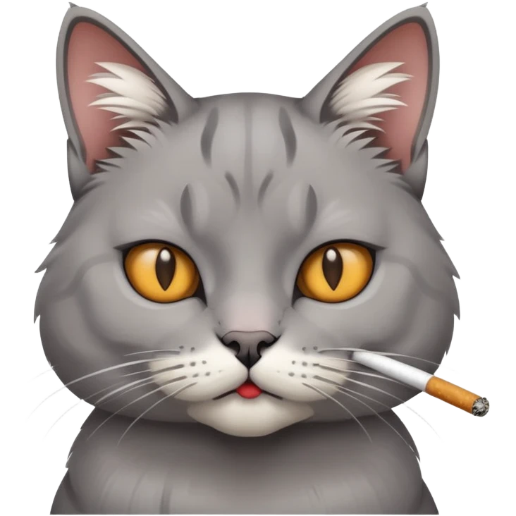 cat with cigarette in mouth staring intensely emoji