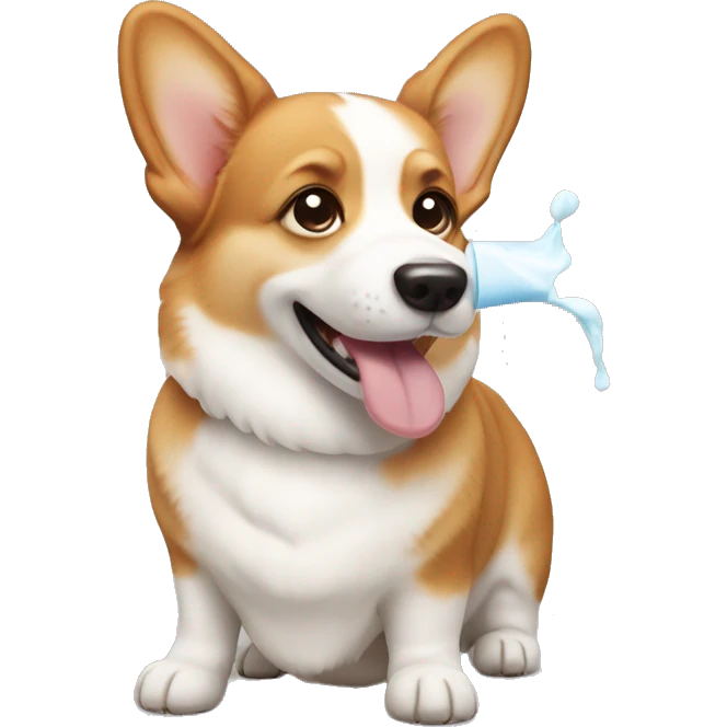 Corgi with milk on it emoji