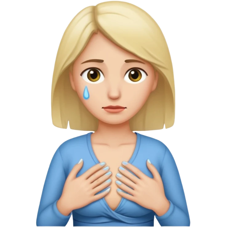 woman with a tear and hand on lower abdomen emoji