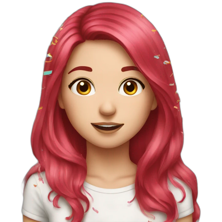 girl-long-straight-rosered-hair-throwing-confetti emoji