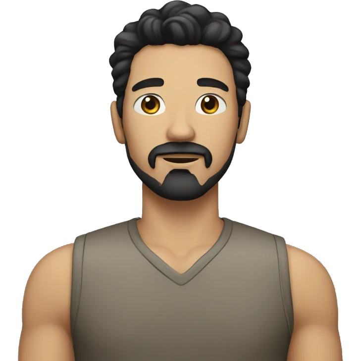 full man with goatee, white skin, black hair emoji