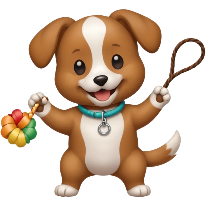 dog playing with a string toy emoji
