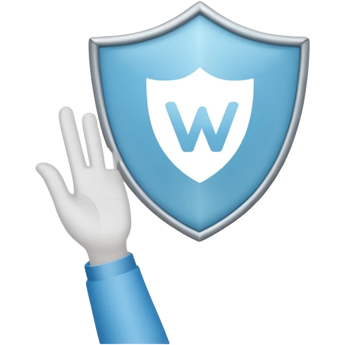 a hand waving, holding a VPN shield emoji
