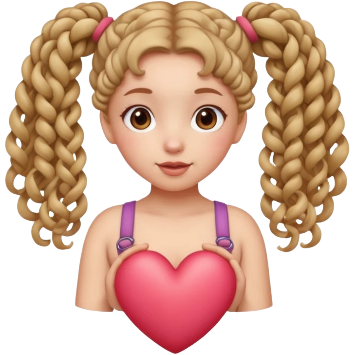 Her hair is in pigtails and her pubic hair is shaped like a heart.  She has wide hips emoji