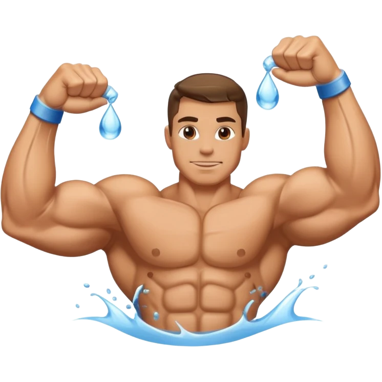 muscle biceps with water in the arms emoji