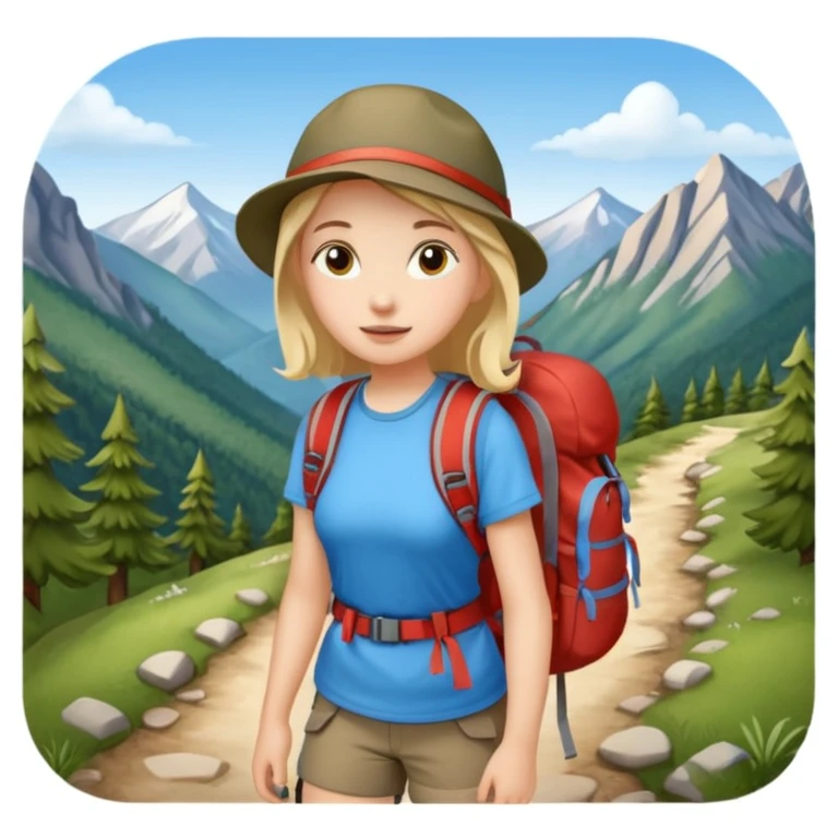 girl back packing mountains background  emoji