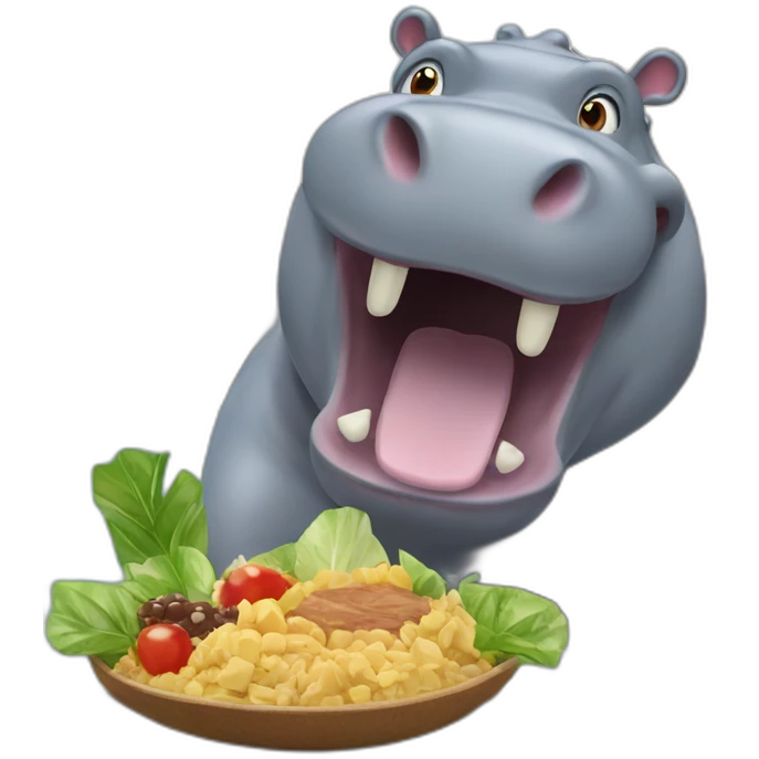 hippo divering food emoji