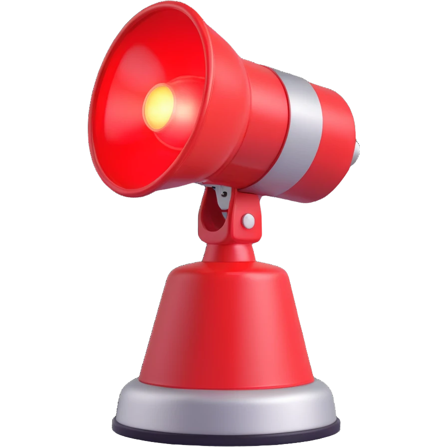 3D render of a red emergency siren light with a bright glow on top of a silver base, in Pixar-style, soft shadows, isolated on white background, professional but playful look

 emoji