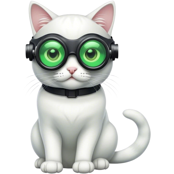white cat with nigthvision googles emoji
