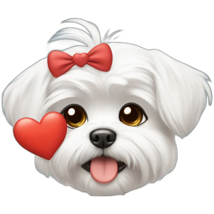 Maltese dog sending kisses with heart eyes emoji