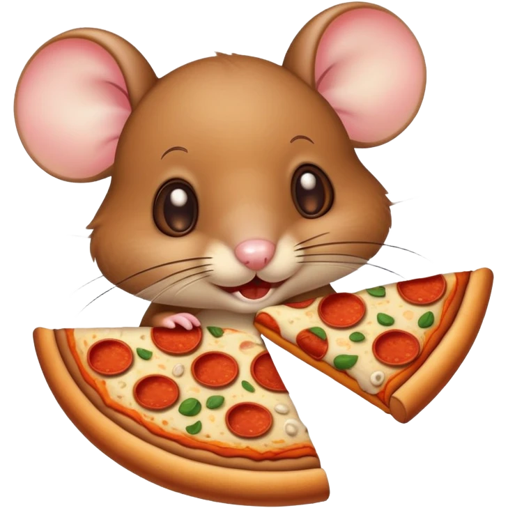 One mouse eat pizza emoji