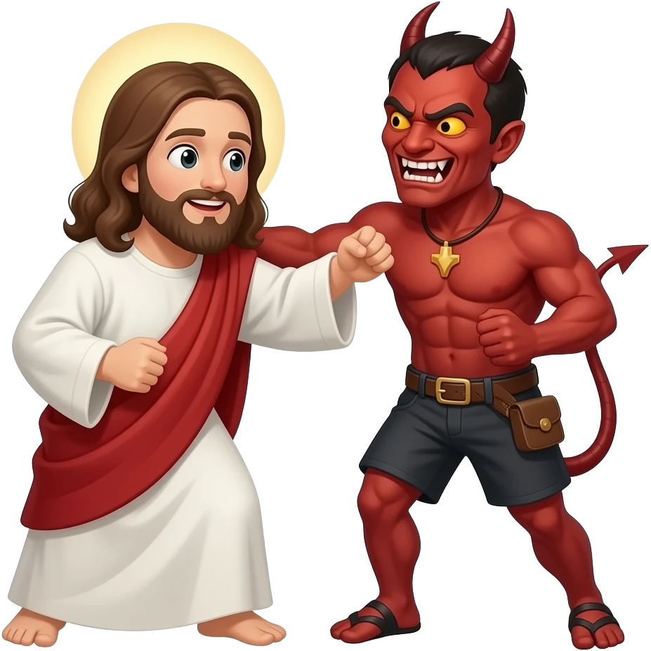 Jesus beats up Satan emoji