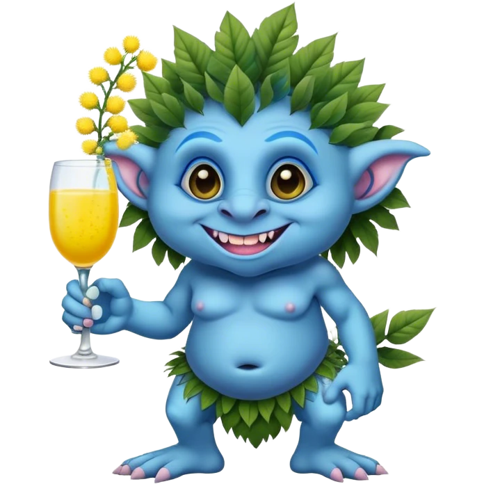 Blue troll with mimosa emoji