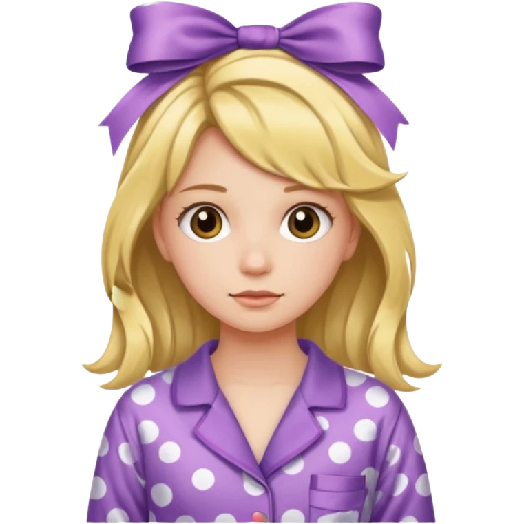 a girl with a ribbon in her hair and wearing pajamas emoji