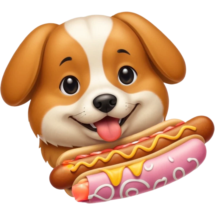 Un chien qui mange un hot dog emoji