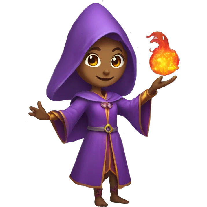 female elf with elf ears wizard wearing purple robes casts fireball emoji