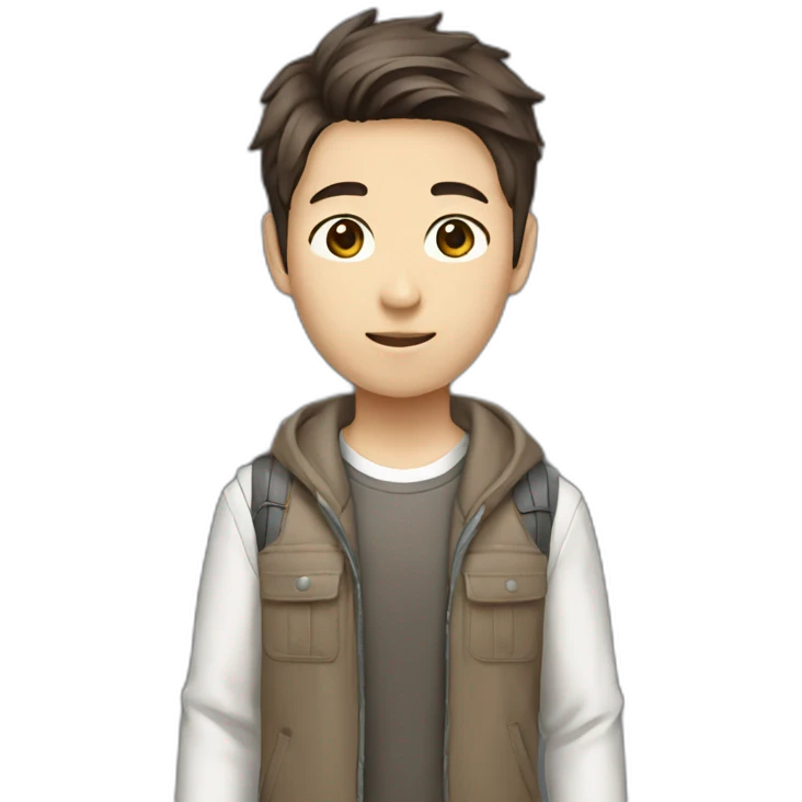 Young korean male brown hair techware outfit emoji